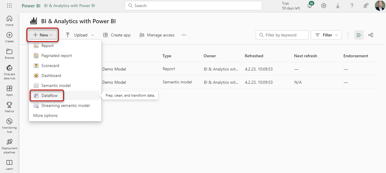 Create new Dataflow