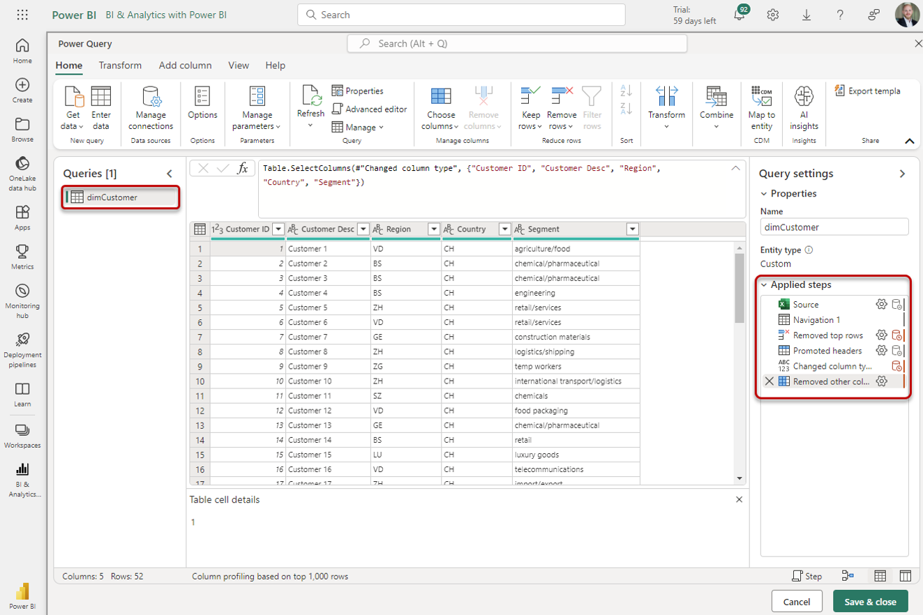 Prepare data with Power Query